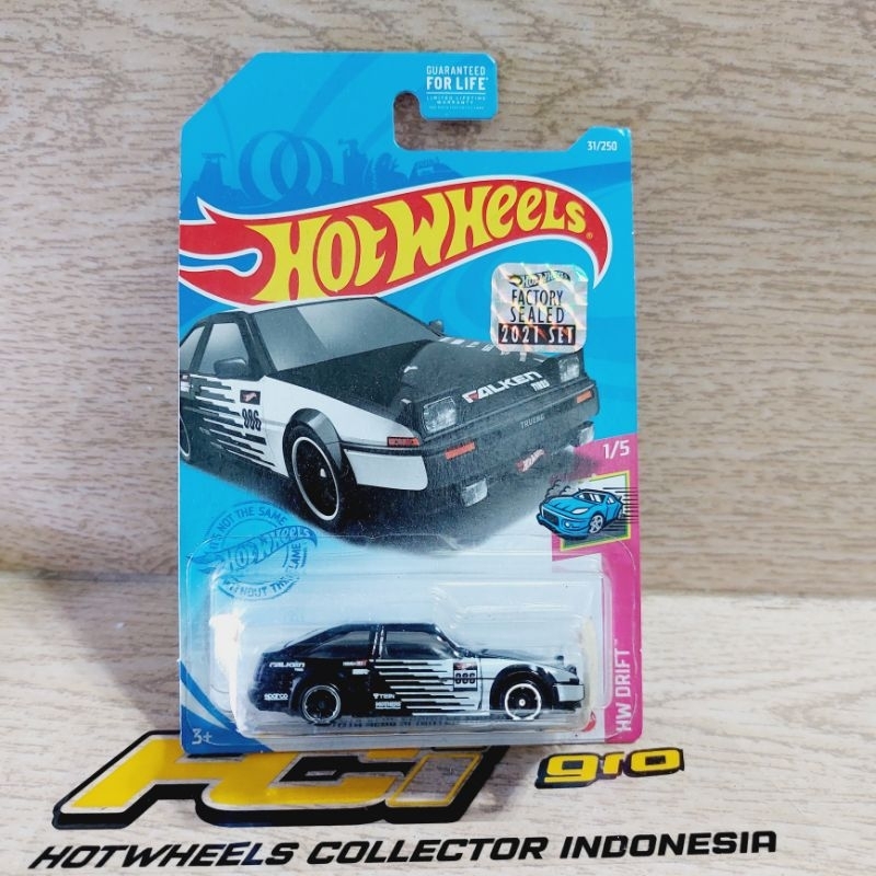 hot wheels toyota ae86 sprinter trueno falken hitam