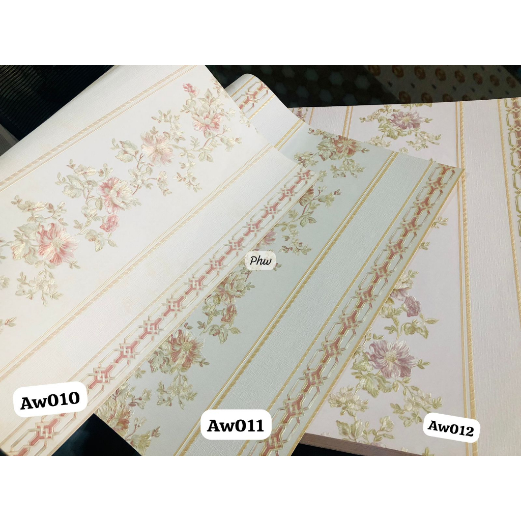 Wallpaper Dinding Garis Bunga Shabby Chic Pink Soft floral home