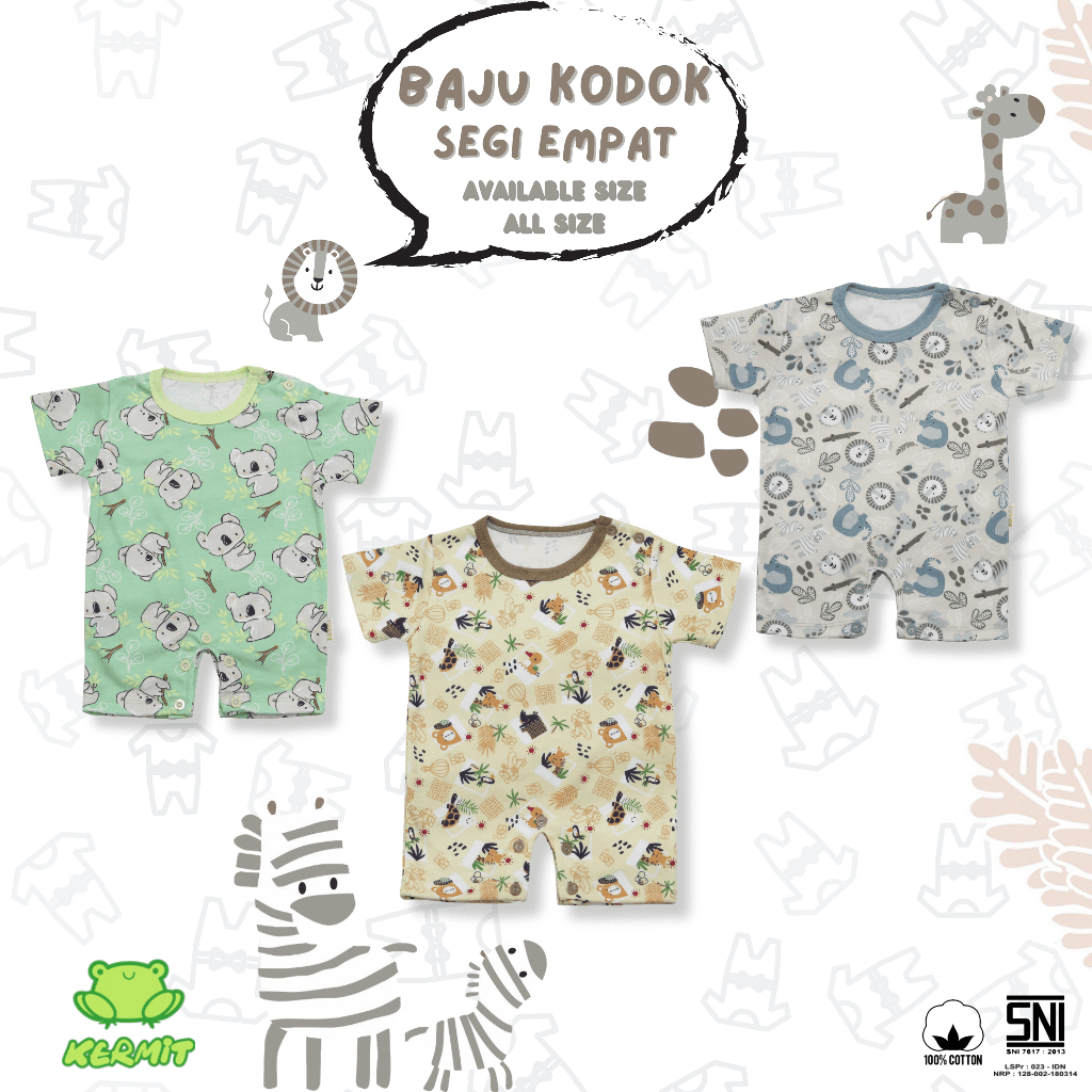 BABY KERMIT - Jumper Baju Kodok Segiempat Anak Bayi Laki Laki Perempuan Motif SNI Bodysuit Baby Mix 