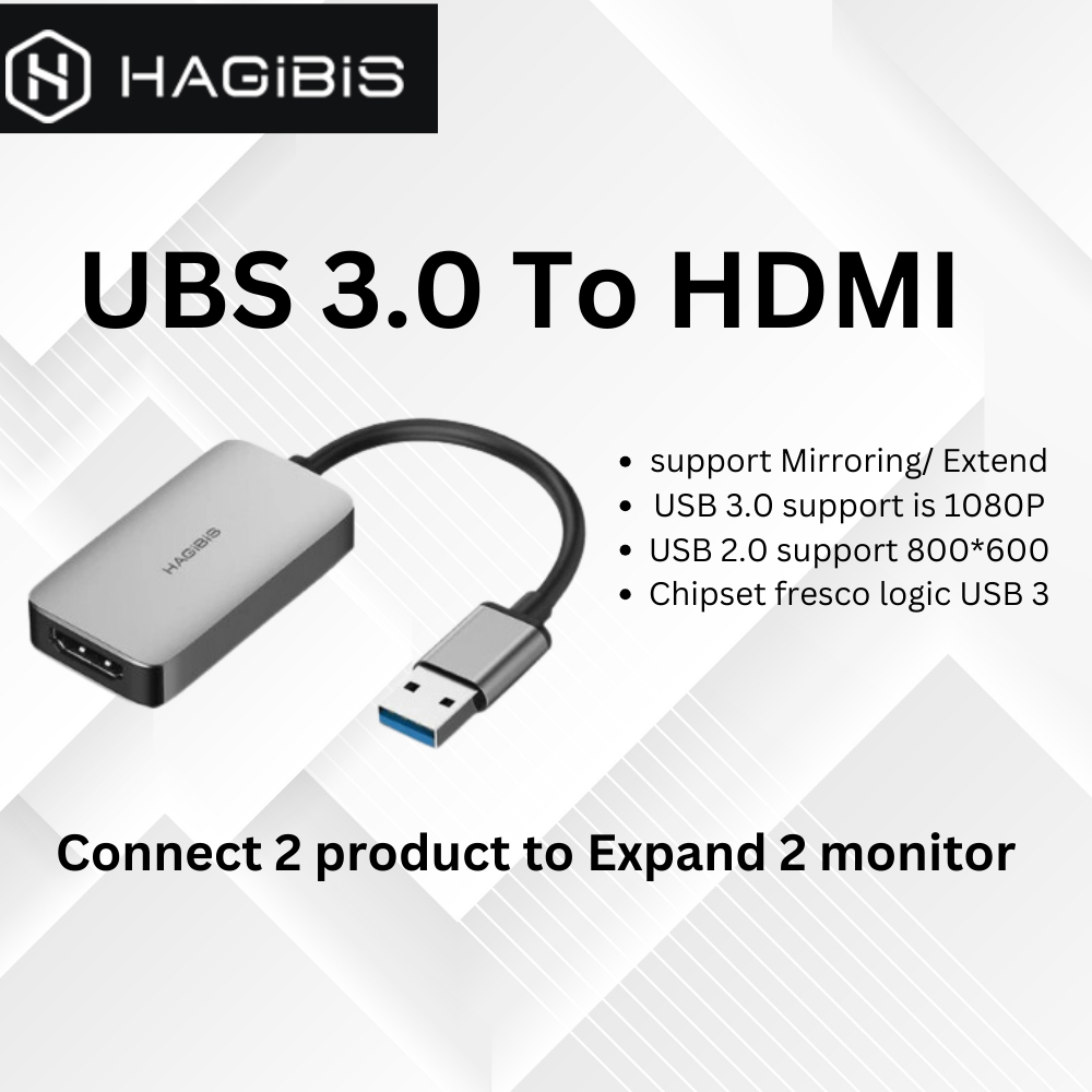 Hagibis USB 3.0 to Dual HDMI-Compatible Adapter Triple display Video