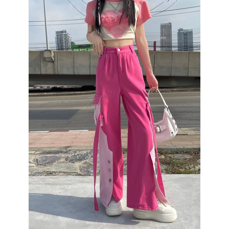 HOT PINK JEANS CELANA HIGHWAIST PANTS HW PANJANG FANTA WANITA MX669