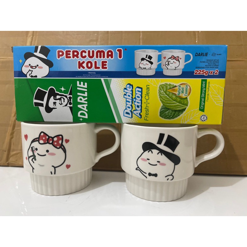 PASTA GIGI TWIN PACK DARLIE MALAYSIA 225GR × 2 + FREE MUG KERAMIK CANTIK