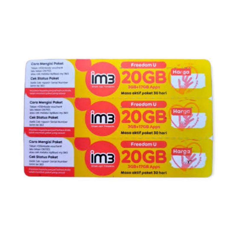 voucher Indosat 20gb unlimited (jawatengah/DIY)