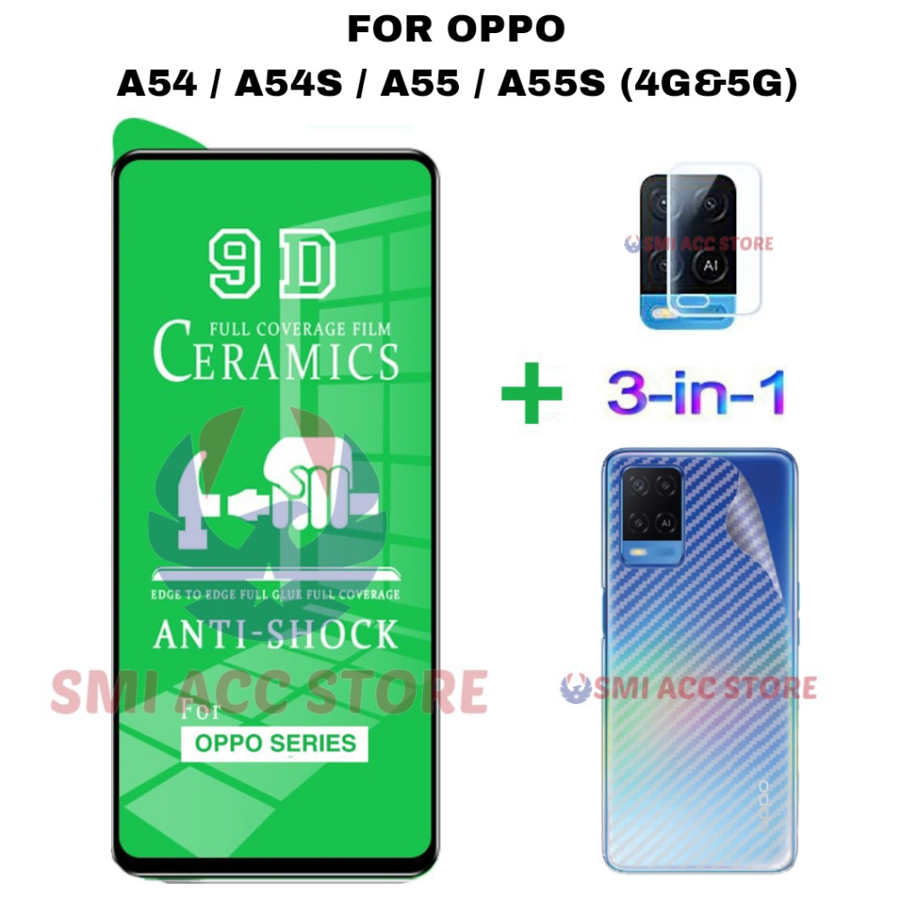 PAKET TG OPPO A54 A54s A55 A55s Tempered Glass Ceramic Clear HD Screen Protector Anti Gores Pelindun