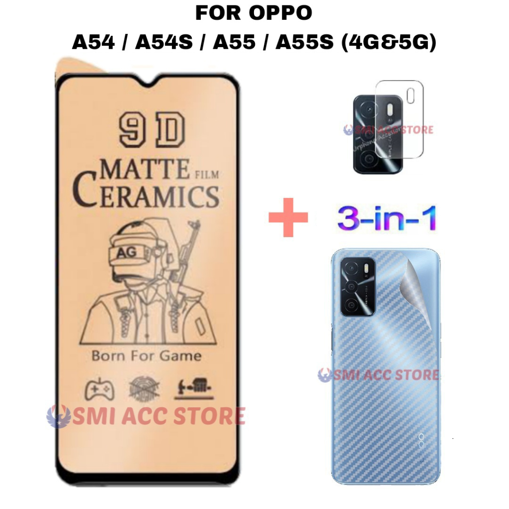 PAKET TG OPPO A54S / A54 4G / A54 5G / A55 Tempered Glass Ceramic Matte Anti Glare Anti Minyak Anti 