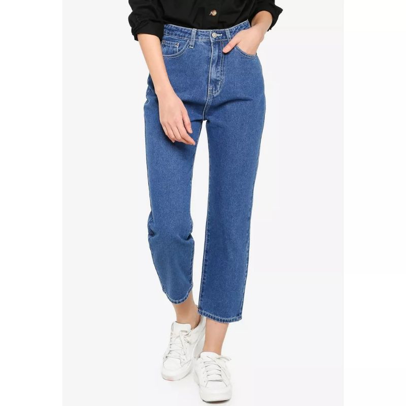 Celana Jeans Denim Boyfriend Basic Wanita Pull & Bear 33 Jumbo