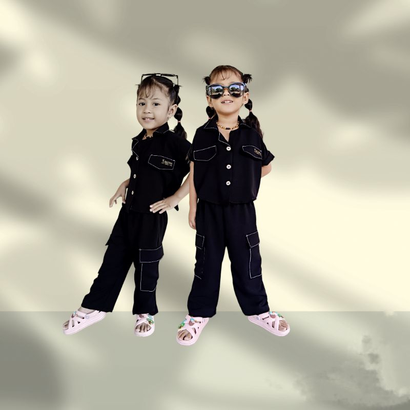 SET CARGO CROP TOP SETELAN ANAK PEREMPUAN KECE