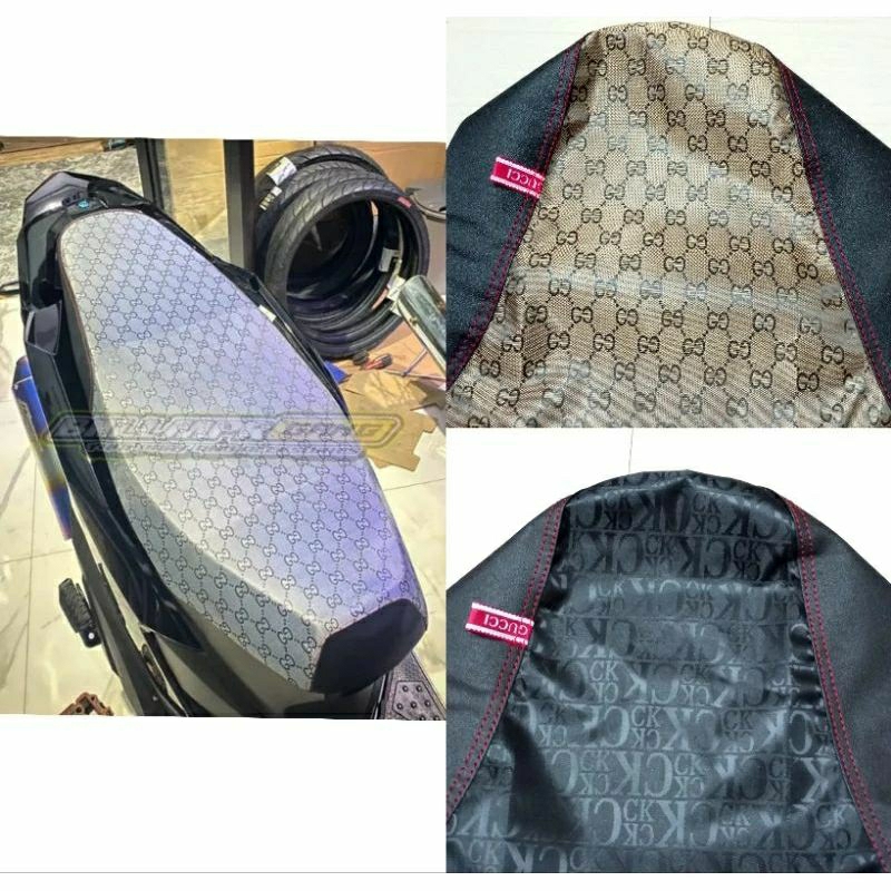 Kain jok motor jahit motif gucci