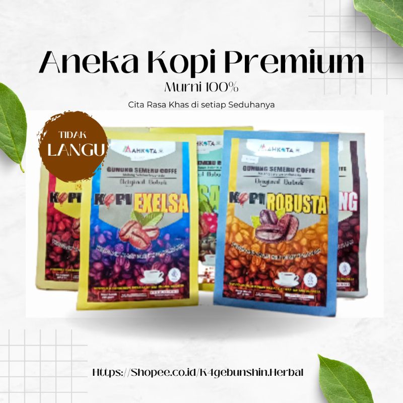 

Kopi Premium Mahkota Kopi Arabica, Kopi Robusta, Kopi Sari, Kopi Lanang, Kopi Exelsa 100% Murni Enak