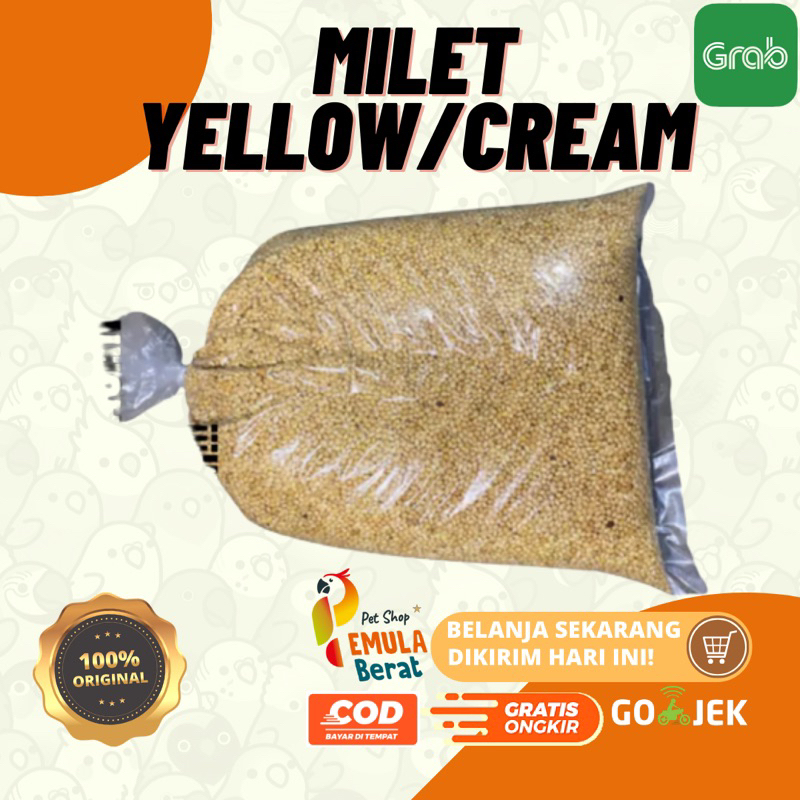 MILET CREAM  MILET CREM 1KG MILET YELLOW MILET KUNING  MILET LOVEBIRD BIJI MILET  MILET MILLET CREAM