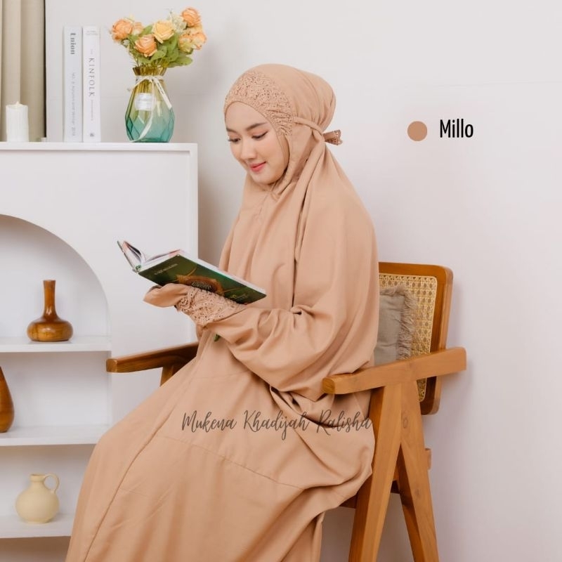 mukena terusan khadijah jumbo katun premium