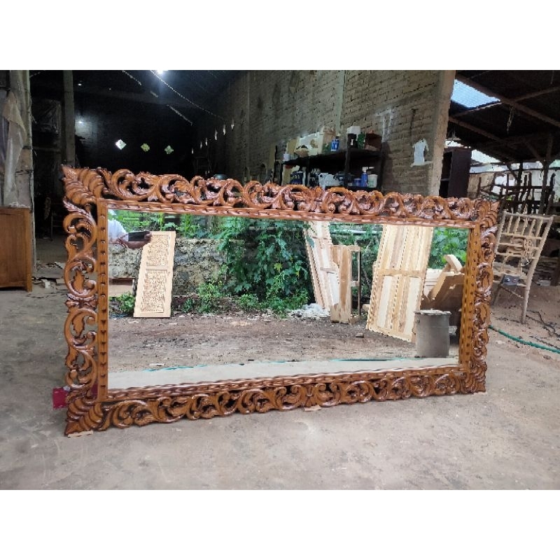 frame figura ukir Jepara kayu jati cermin Jabodetabek Bali