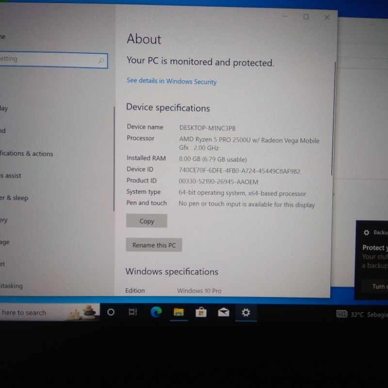 Laptop Lenovo thinkpad A485 ryzen 5 ram 8gb ssd 256