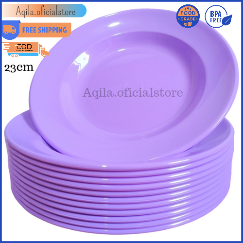12 PCS PIRING MAKAN MELAMIN WARNA UNGU LILAC TEBAL DAN TAHAN BANTING PIRING AESTETIK CANTIK