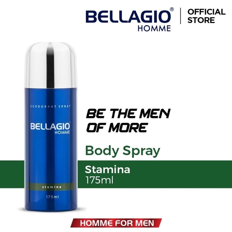 BELLAGIO HOMME DEODORANT SPRAY STAMINA |HIJAU | BODY SPRAY PARFUME PRIA