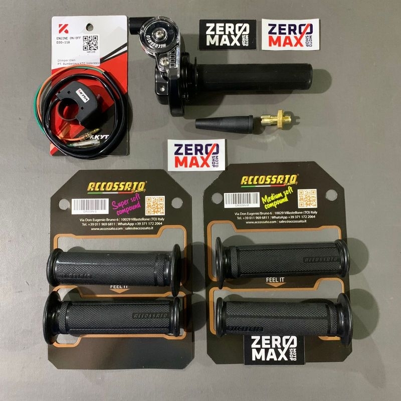 Paket Saklar KTC + Handgrip Gas Spontan Accossato Racing 1 Kabel Gas Original ITALY