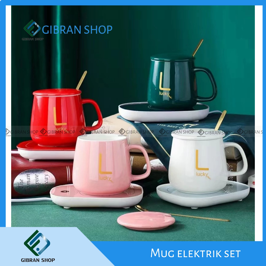 Lucky Mug Cangkir Set Keramik Pemanas Penghangat Minuman Teh Kopi