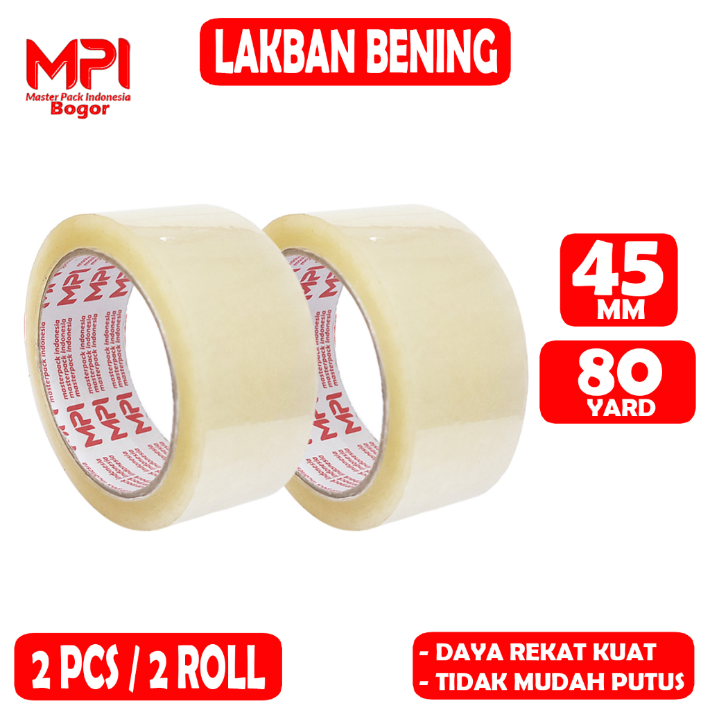 

2 PCS - Lakban Bening MPI 45 mm x 80 yard / Lakban Packing - Master Pack Indonesia