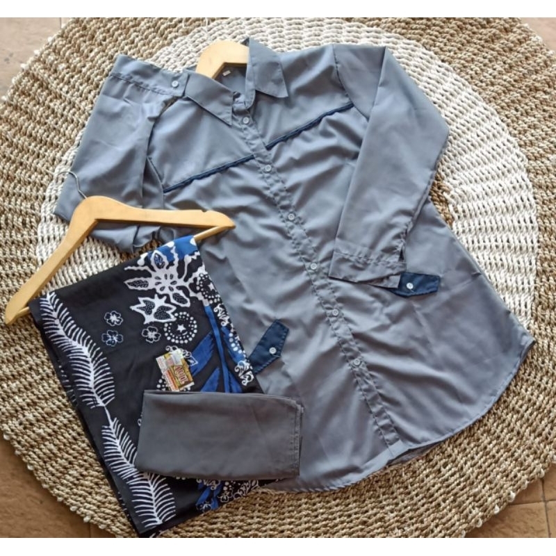 SET TUNIK SANTRI (sarung aqil - atasan - jilbab ) SETELAN SANTRI PUTRI // TUNIK TOYOBO // SET TUNIK 