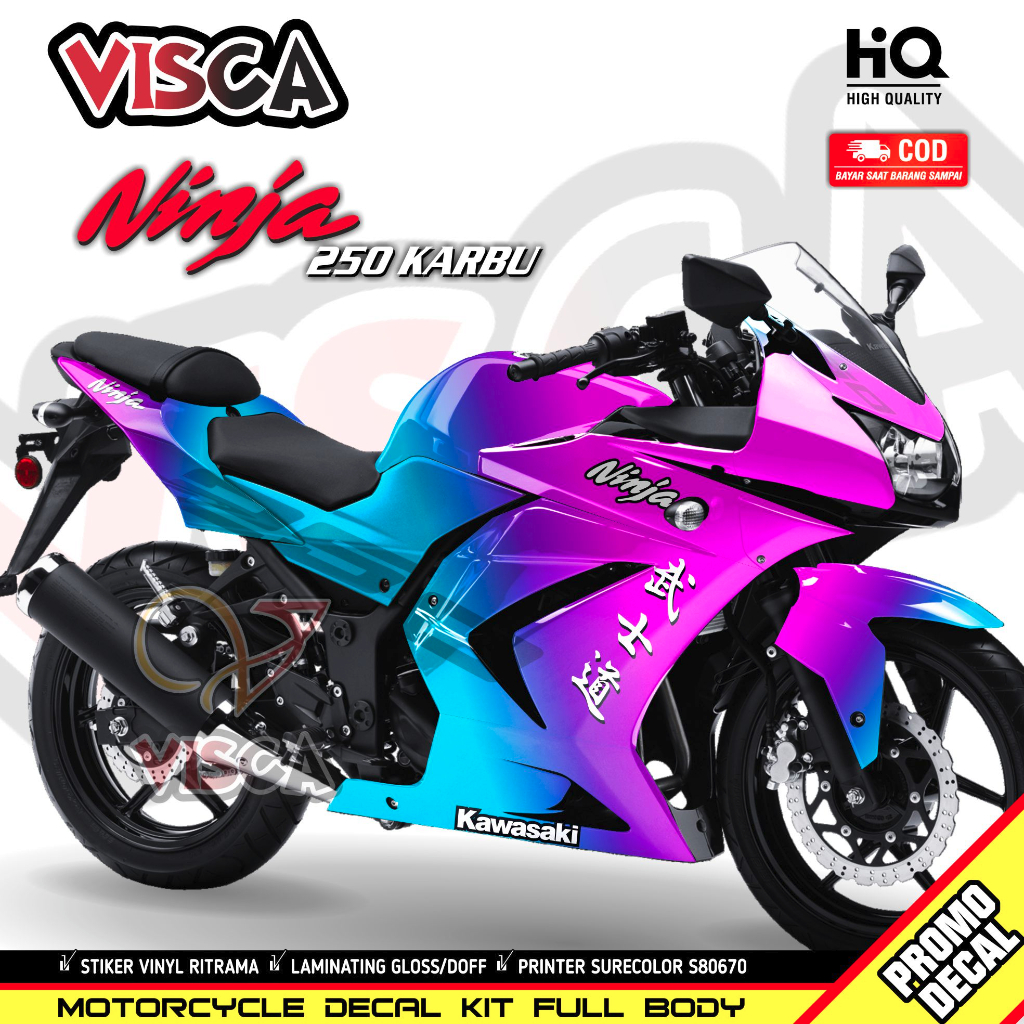 Decal Ninja 250 Karbu Full Body Stiker Ninja 250 Karbu Full Body Striping Ninja 250 Karbu Variasi Bu