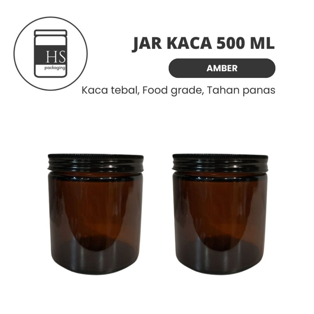 HS PACKAGING - Tutup Hitam 500ml Toples Kaca / Glass Jar
