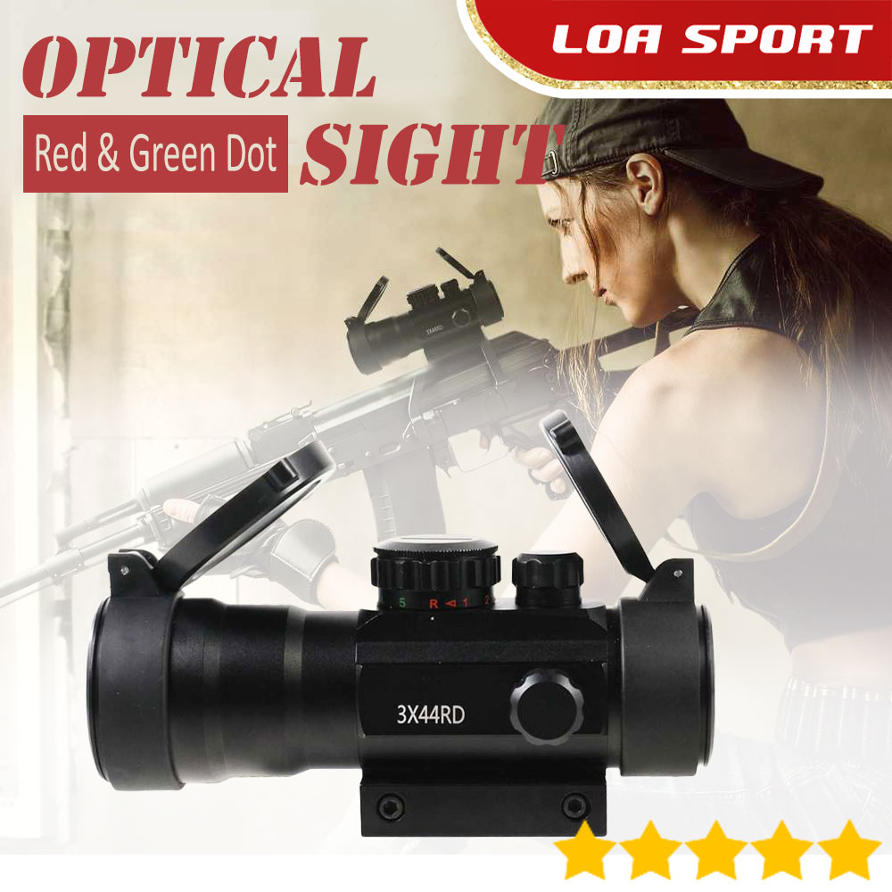 Teropong Bidik Laser Optical Sight Rifle Scope Red Green Dot 3x Zoom