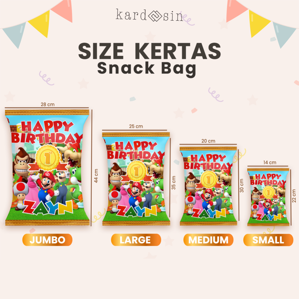 [HANYA KEMASAN] BIRTHDAY SNACK BAG POUCH ULANG TAHUN TAUN ANAK HADIAH GOODIE BAG MISTERY BAG HAMPERS PARSEL AMPLOP ANGPAO PACKAGING KEMASAN CHIKI MAKANAN COKLAT CHOCOLATE PERMEN CANDY BUNGKUS BINGKISAN KERTAS KOTAK GIFT IDEAS BOX PINTEREST AESTHETIC