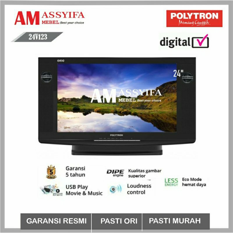 LED TV POLYTRON SEMI TABUNG PLD 24V123 DIGITAL