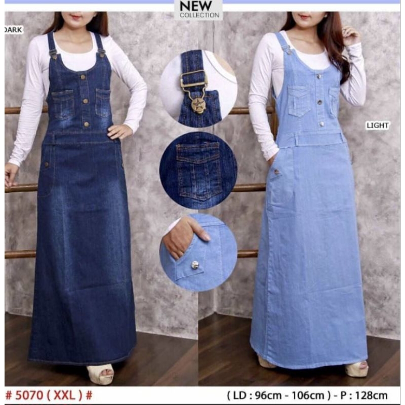 GAMIS JEANS KODOK/ OVERALL JEANS WASH /GAMIS ROK PANJANG