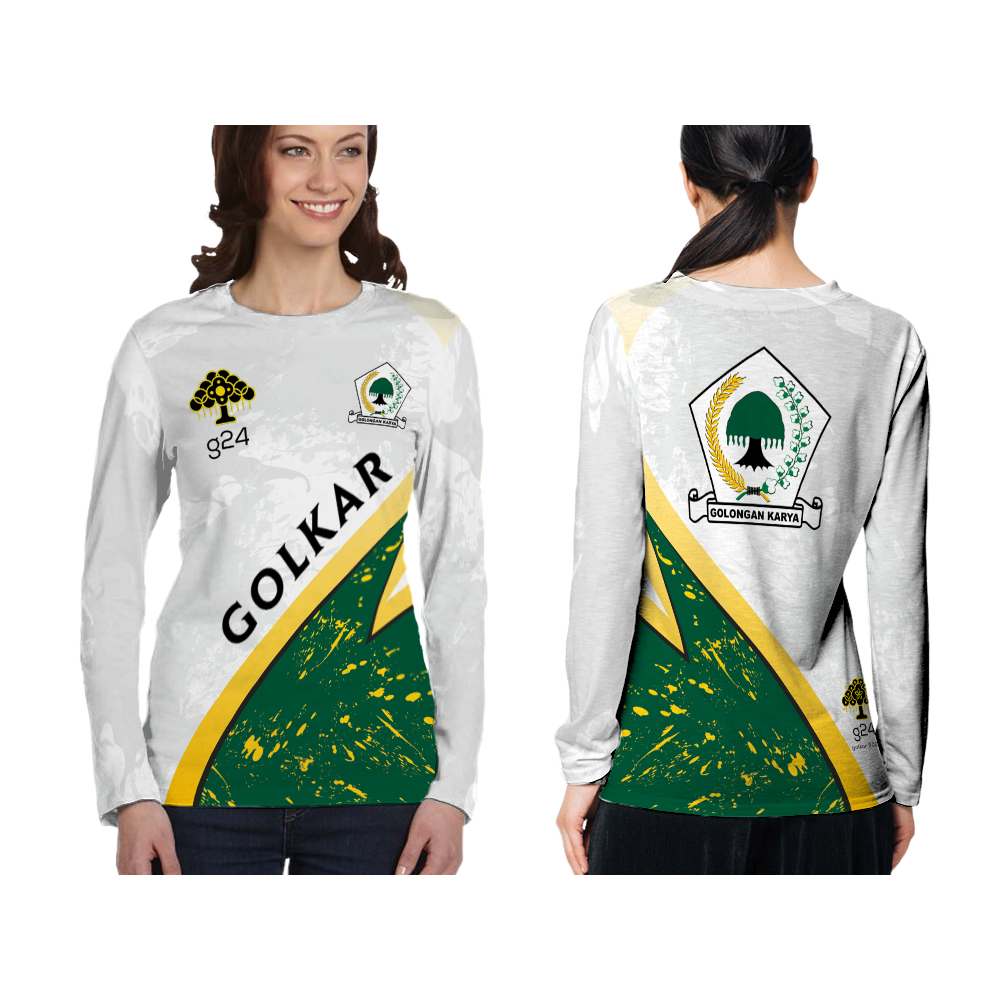 Baju Kaos Jersey Wanita Full print PARTAI GOLKAR Pemilu 2024 | Leher O - Lengan Pendek / Panjang