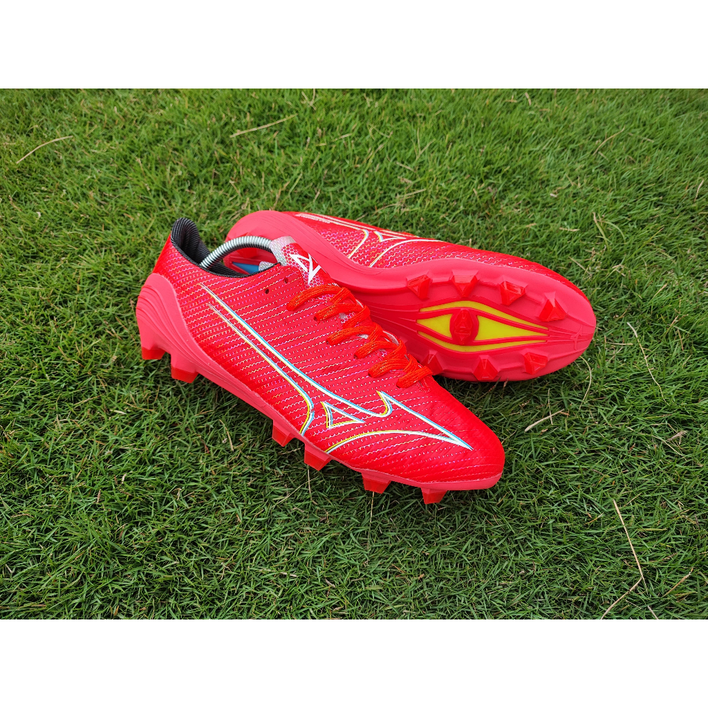Soccer Sepatu Sepak Bola Mizuno Alpha Made In Japan FG - Fiery Coral White Bolt