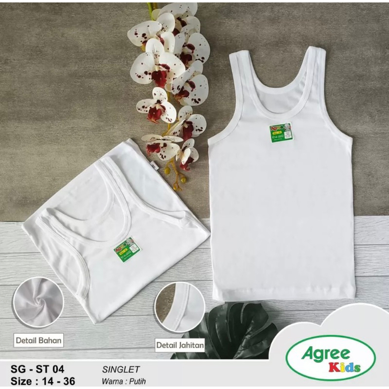 (6 pcs) AGREE singlet anak/ remaja