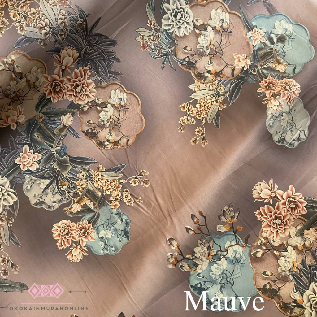 Disc Kain Satin Armany Brown Print Motif Mawar Rose Super Silk Premium Satin Armani 100% Super Silk