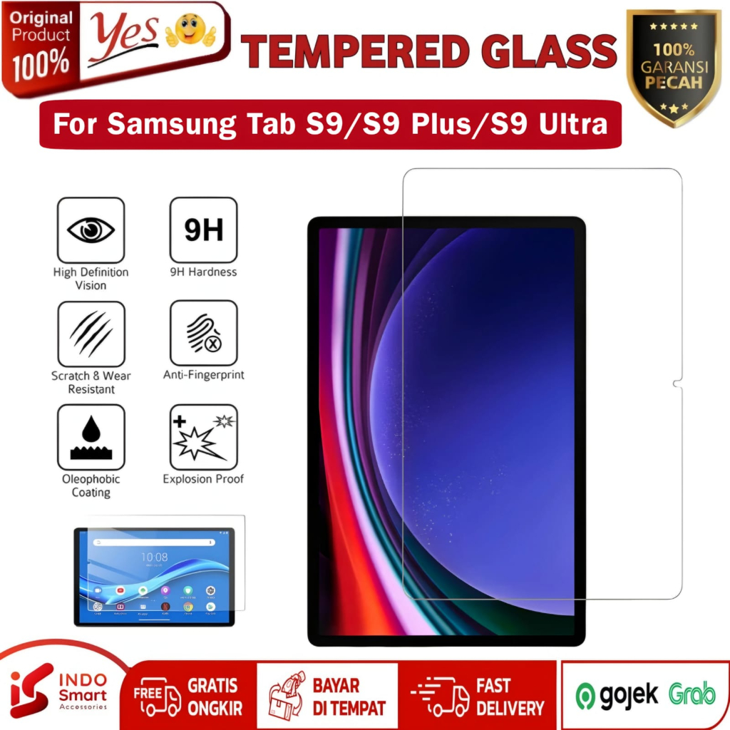 Samsung Tab S9 / Tab S9 Ultra / Tab S9 Plus / Tempered Glass Anti Gores Bening Kaca Screen Guard Pro