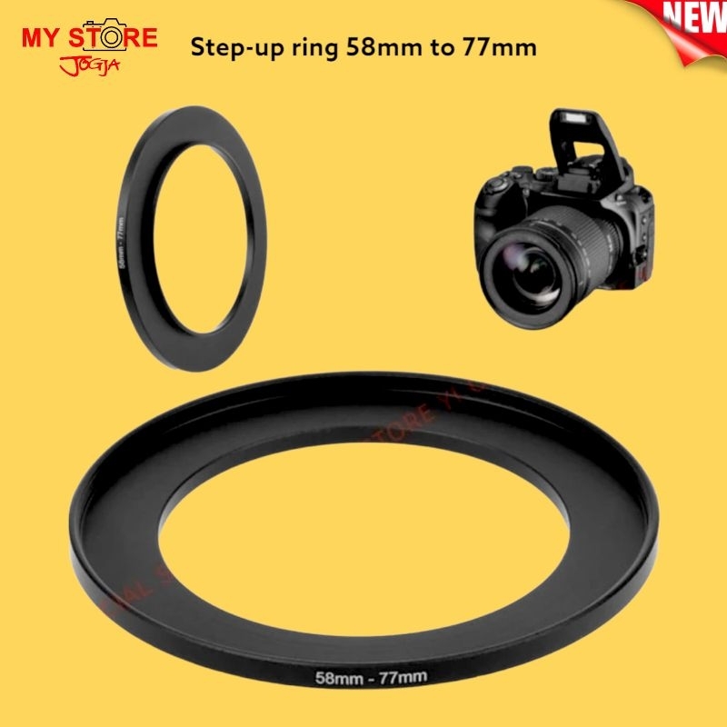 Metal Step Up Ring Adapter Filter Lensa 58mm to 77mm Stepping Lens 58mm-77mm 58-77mm 58 ke 77mm DSLR