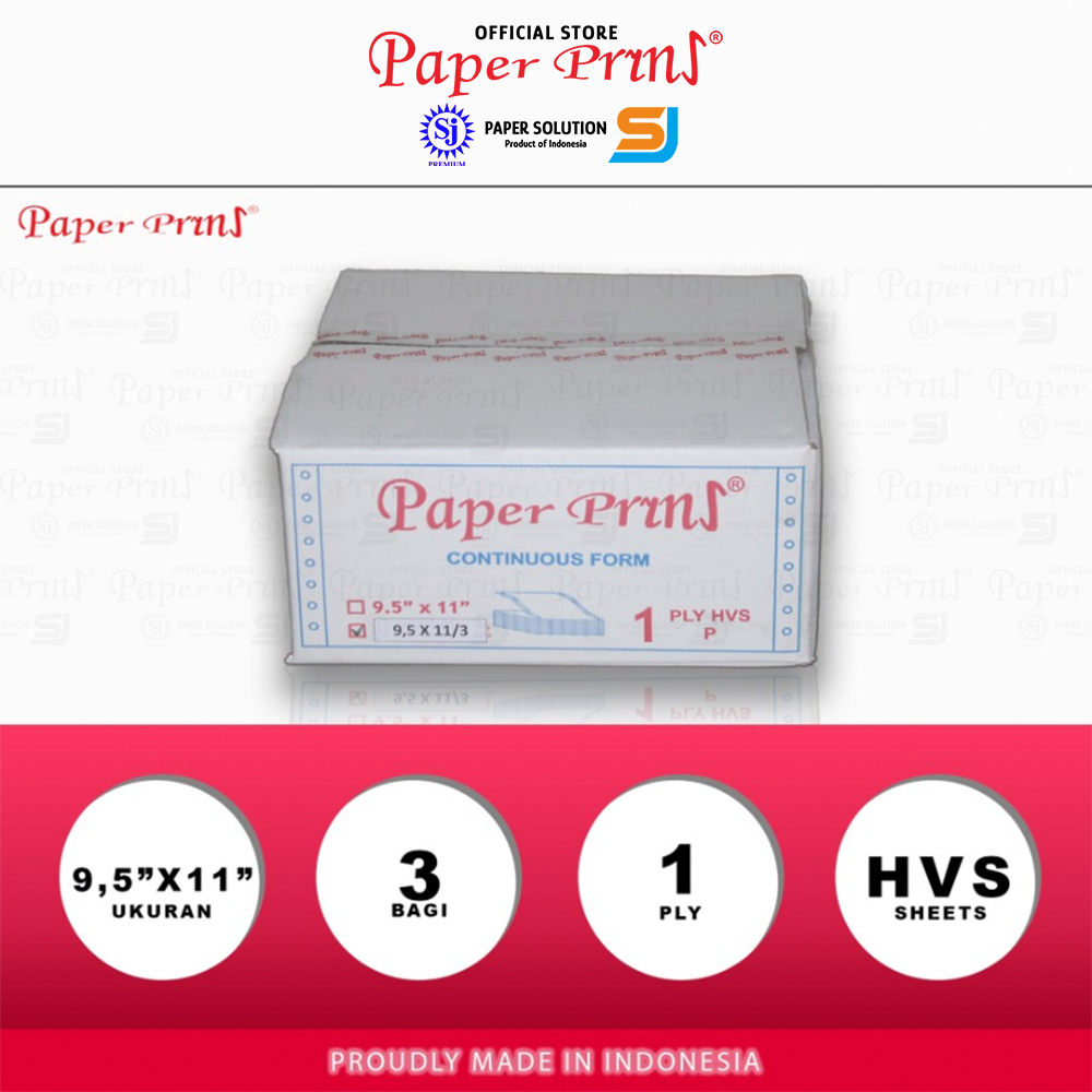 

Kertas Continuous Form 1PLY Paperpryns HVS 9,5" x 11"/3 (Bagi 3)