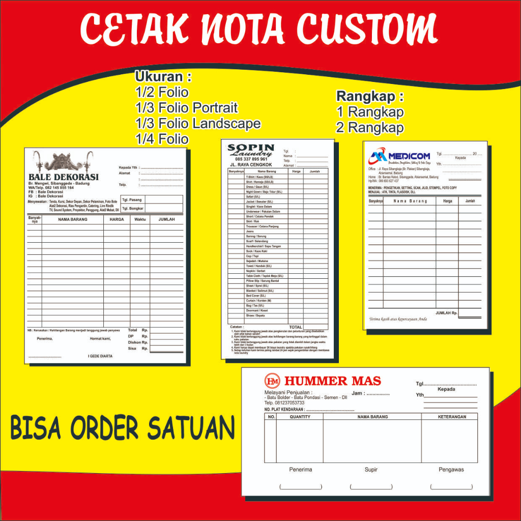 NOTA FAKTUR KWITANSI USAHA TOKO LAUNDRY CUSTOM
