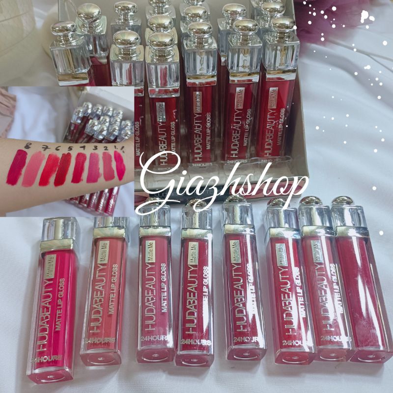 Lipstick HudaBeauty Matte Me Lip Gloss 24Jam 8 Lipstik Matte Warna Tahan Lama Ringan Di Bibir Recomm