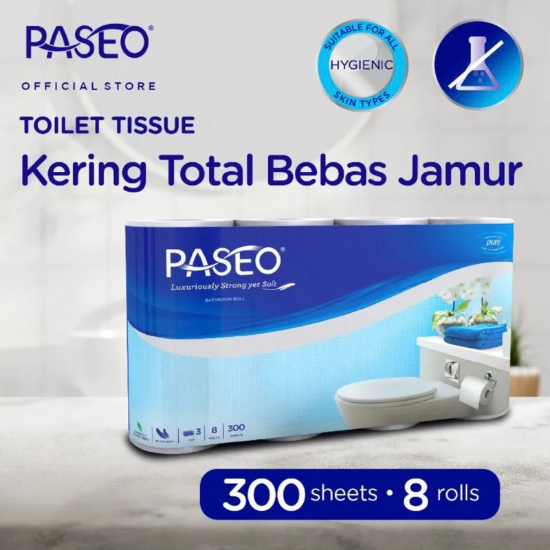 paseo Tissue Toilet 8 roll 300 Sheets