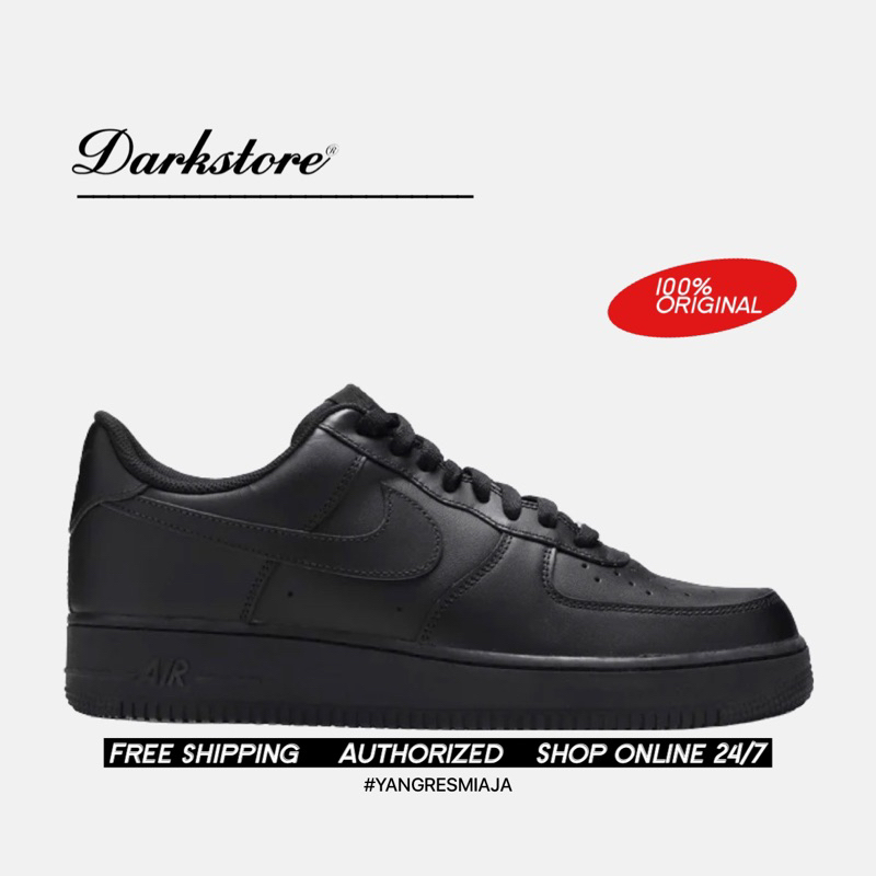 Nike Air Force 1 Triple Black Men 100% Original Resmi