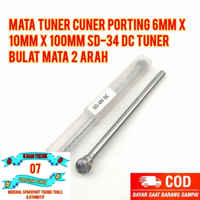 Mata Tuner Cuner Porting 6mm x 10mm x 100mm SD-34 DC Tuner Bulat Mata 2 Arah
