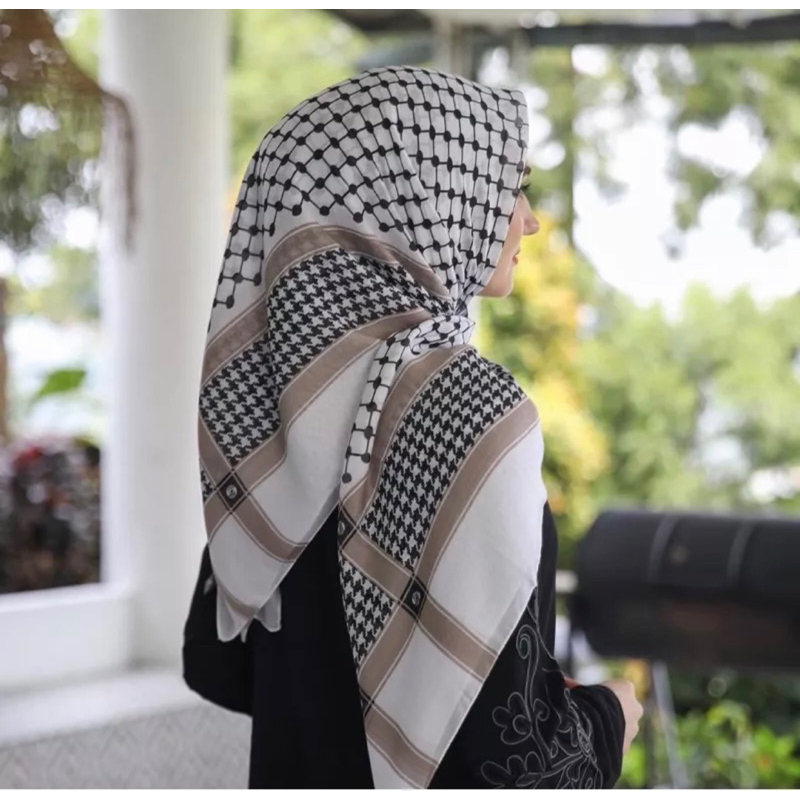 HIJAB TURKI AKSA B Motif Sorban Palestina Series Miss Color Voile Ultrafine Polysun 120x120