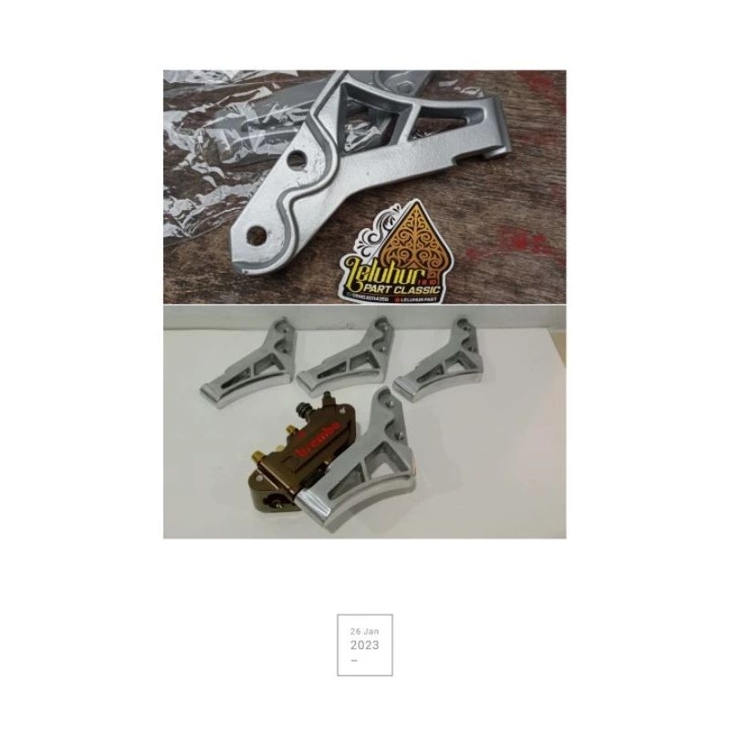 Breket pangkon kaliper rem nissin silver monoblok 4piston pnp shock depan Rx king lama Rx s Rx king 