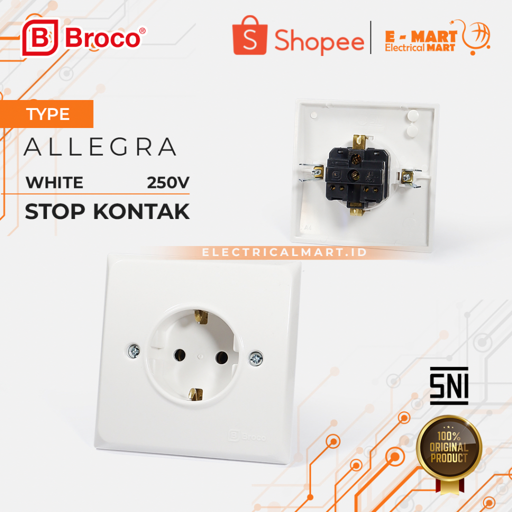 BROCO Stop Kontak ALLEGRA White Cream Stop Kontak BROCO MURAH