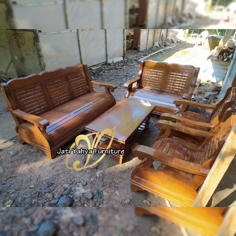 Kursi tamu gajah Jumbo formasi 3211 meja Bahan kayu jati