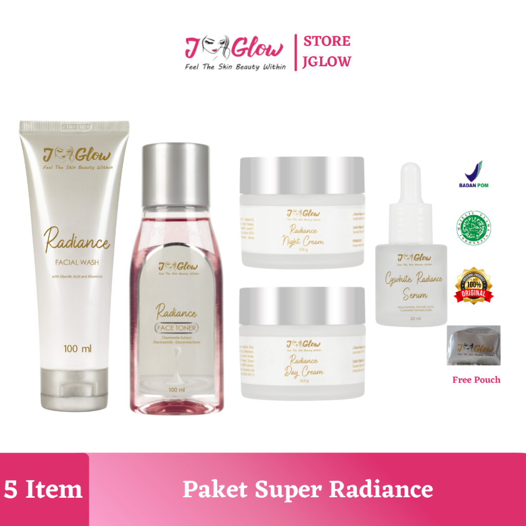 JGLOW Radiance Super Whitening | Paket Perawatan Wajah Kusam Skincare BPOM
