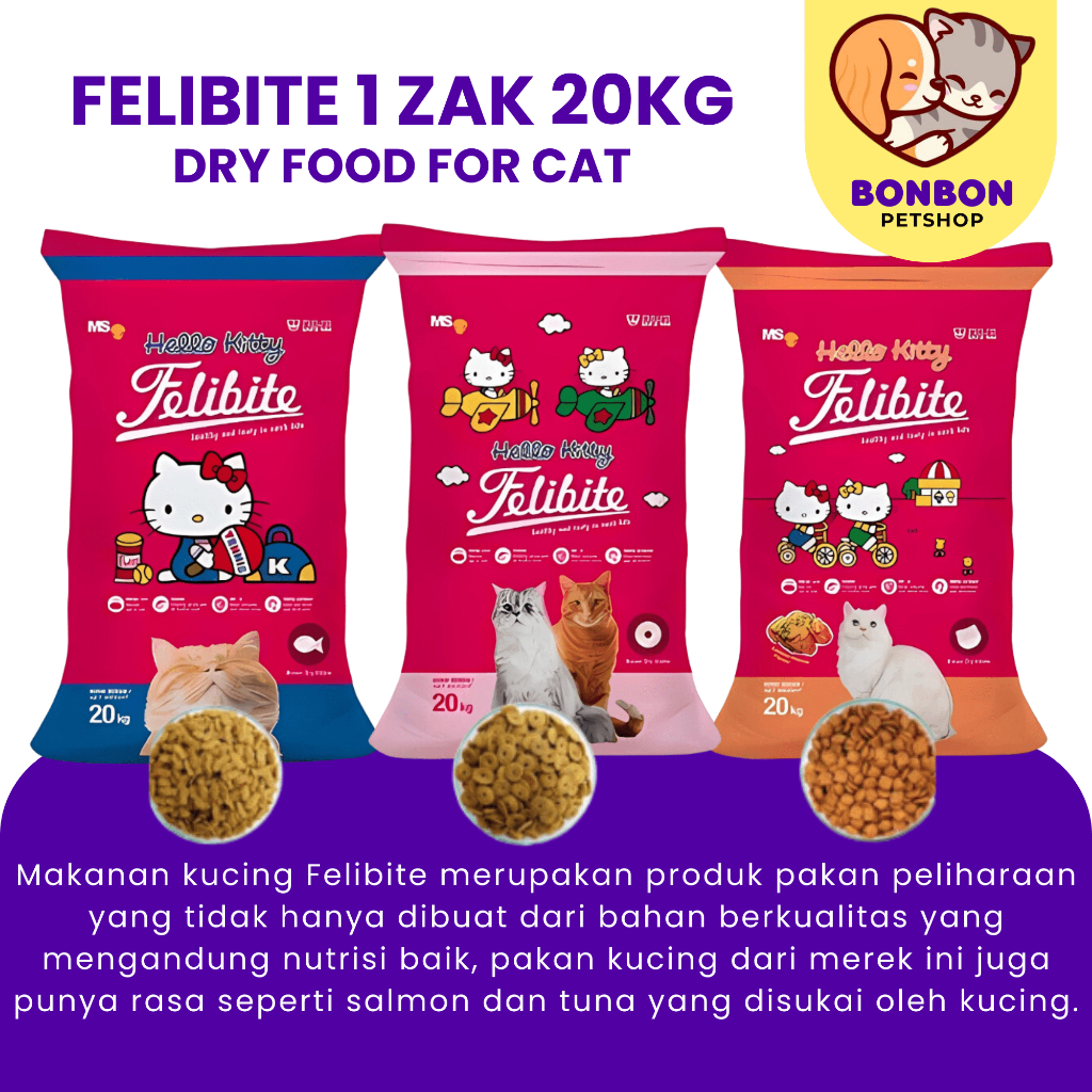 Makanan Kucing Felibite 20kg Makanan Kering Felibite 1 Zak 20 kg Freshpack Felibite Ikan Felibite Donat 1 Karung 20 Kilogram