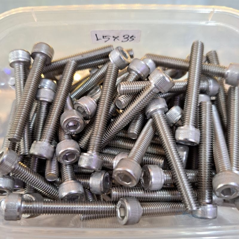 BAUT L STAINLESS M5 X 3.5 BAUT DRAT 8 PANJANG 3,5 CM (1pcs)