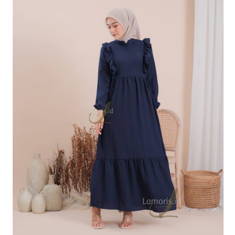 Letisa Dress Wanita Kekinian Baju Gamis Dewasa Terbaru Bahan Ladycrush Premium-1
