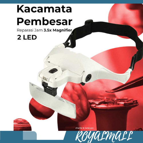 Kacamata Pembesar Reparasi Jam 3.5x Magnifier 2 LED  / Alat Kacamata Pembesar zoom Servis Service Re